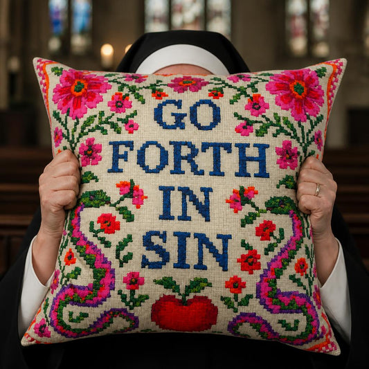 Go Forth in Sin | Handmade Cotton-Linen Cushion Cover